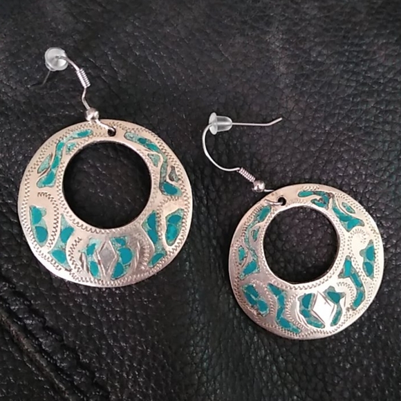 Vintage Silver Turquoise Earrings - Picture 1 of 3